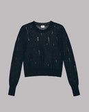 Sweater The Black Metallic Distressed Knitted