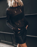 Sweater The Black Metallic Distressed Knitted