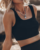 Top The Black Ribbed Bralette