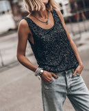 Tank Top - Black With Sequins