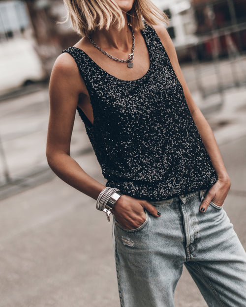 Top The Black Sequin Base Tank