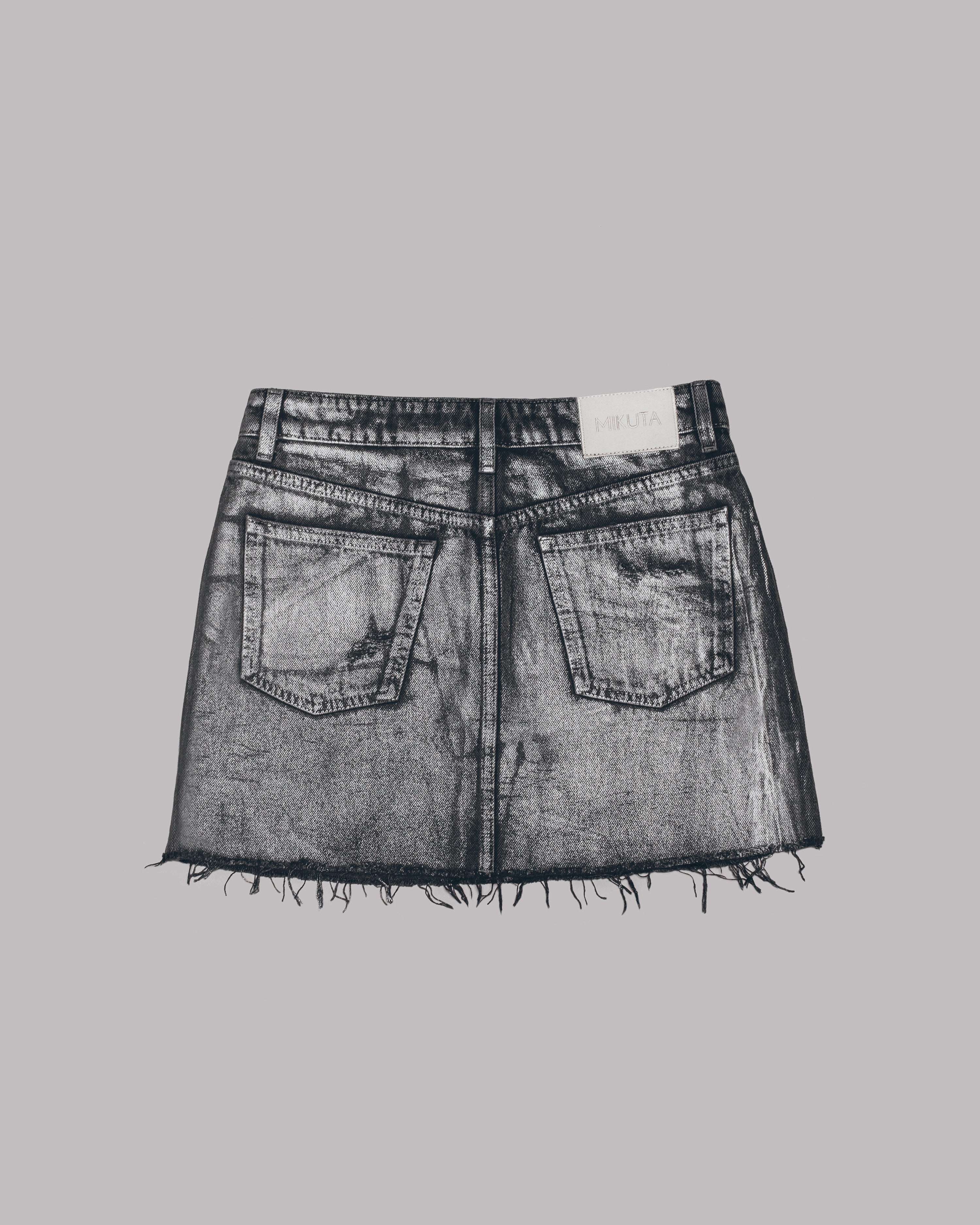 Black Sparkling Denim Skirt