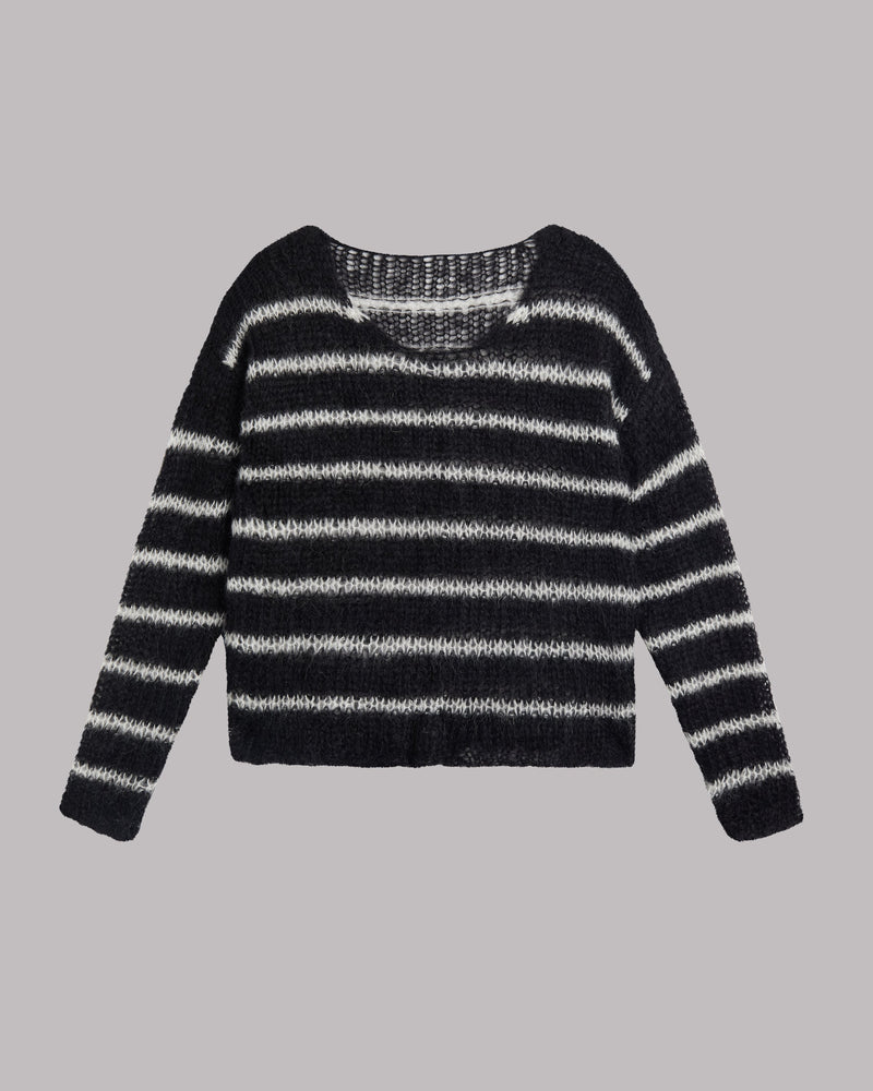 Sweater The Black Striped Mohair Knitted