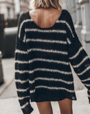 Sweater The Black Striped Mohair Knitted