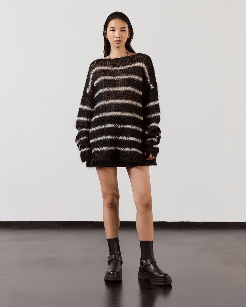 Sweater The Black Striped Mohair Knitted