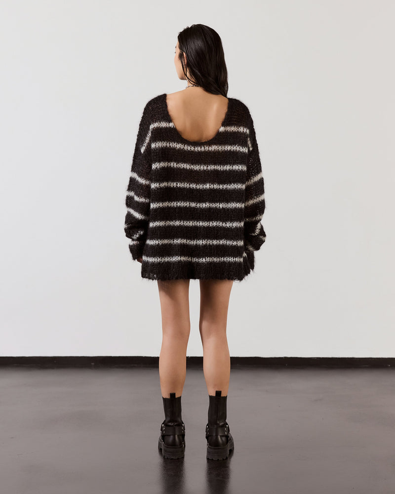 Sweater The Black Striped Mohair Knitted