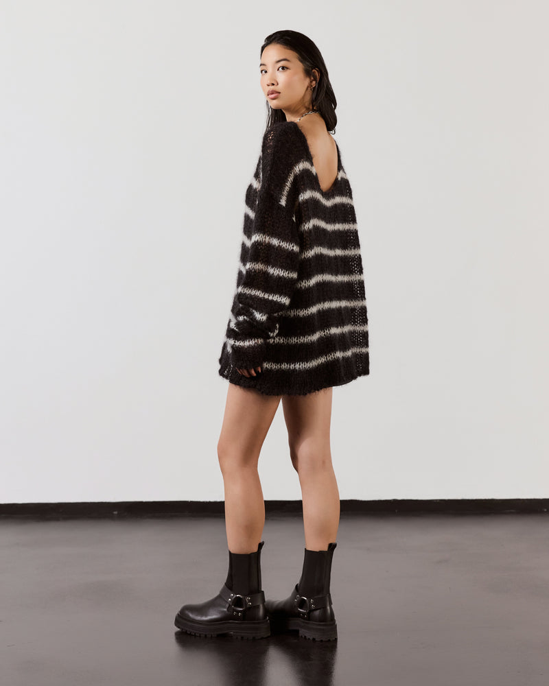 Sweater The Black Striped Mohair Knitted