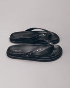 Black Studded Leather Sandals - Product photo
