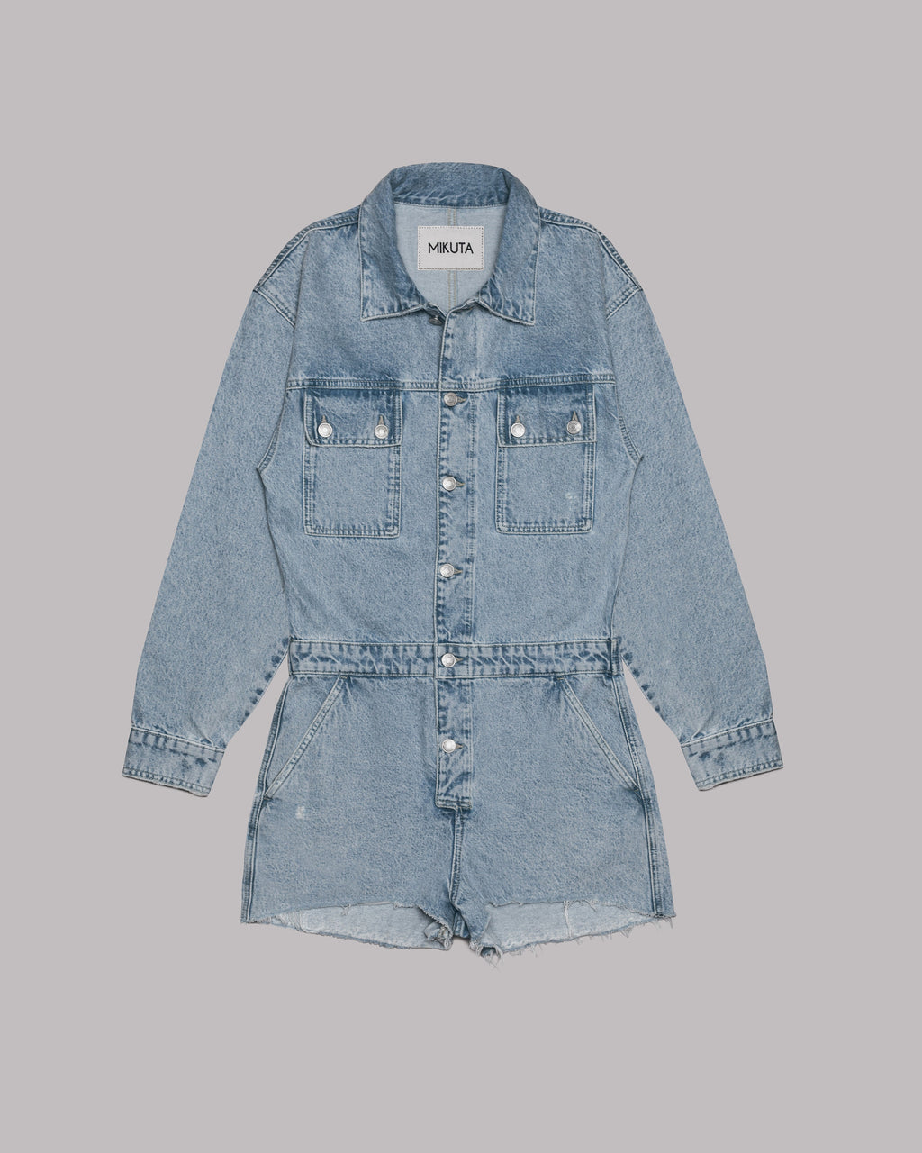 Blue Short Denim Jumpsuit - Product photo