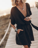 Linen Kimono Dress - Black