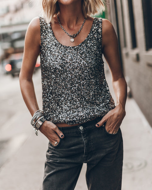 Top The Dark Sequin Base Tank