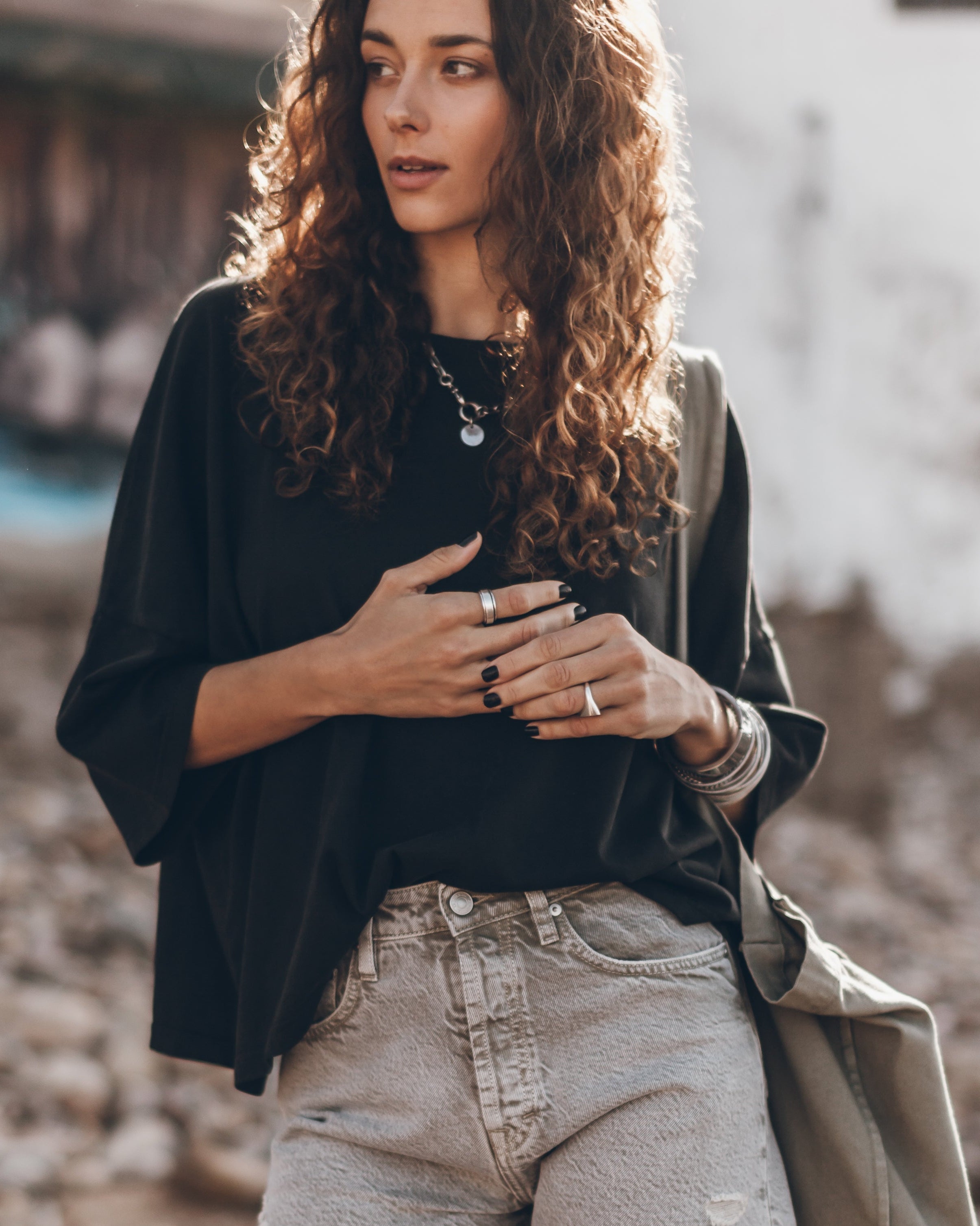 T-Shirt Ample En Coton Noir