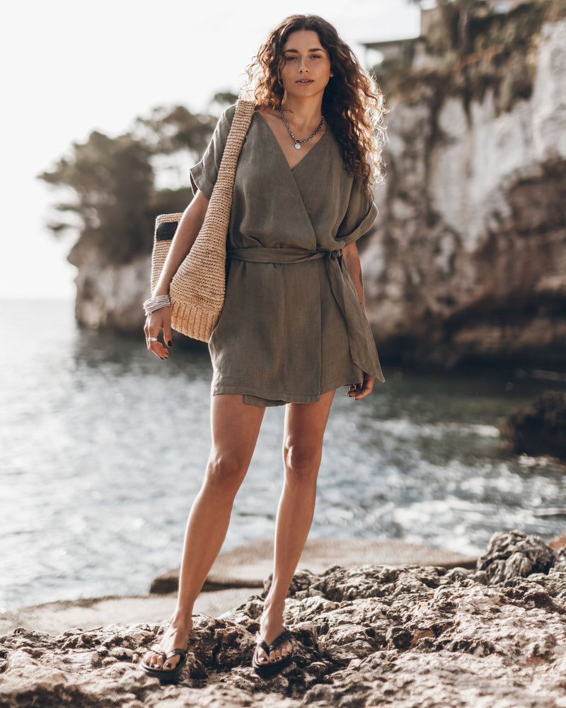 Robe The Khaki Linen Kimono