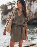 Robe The Khaki Linen Kimono