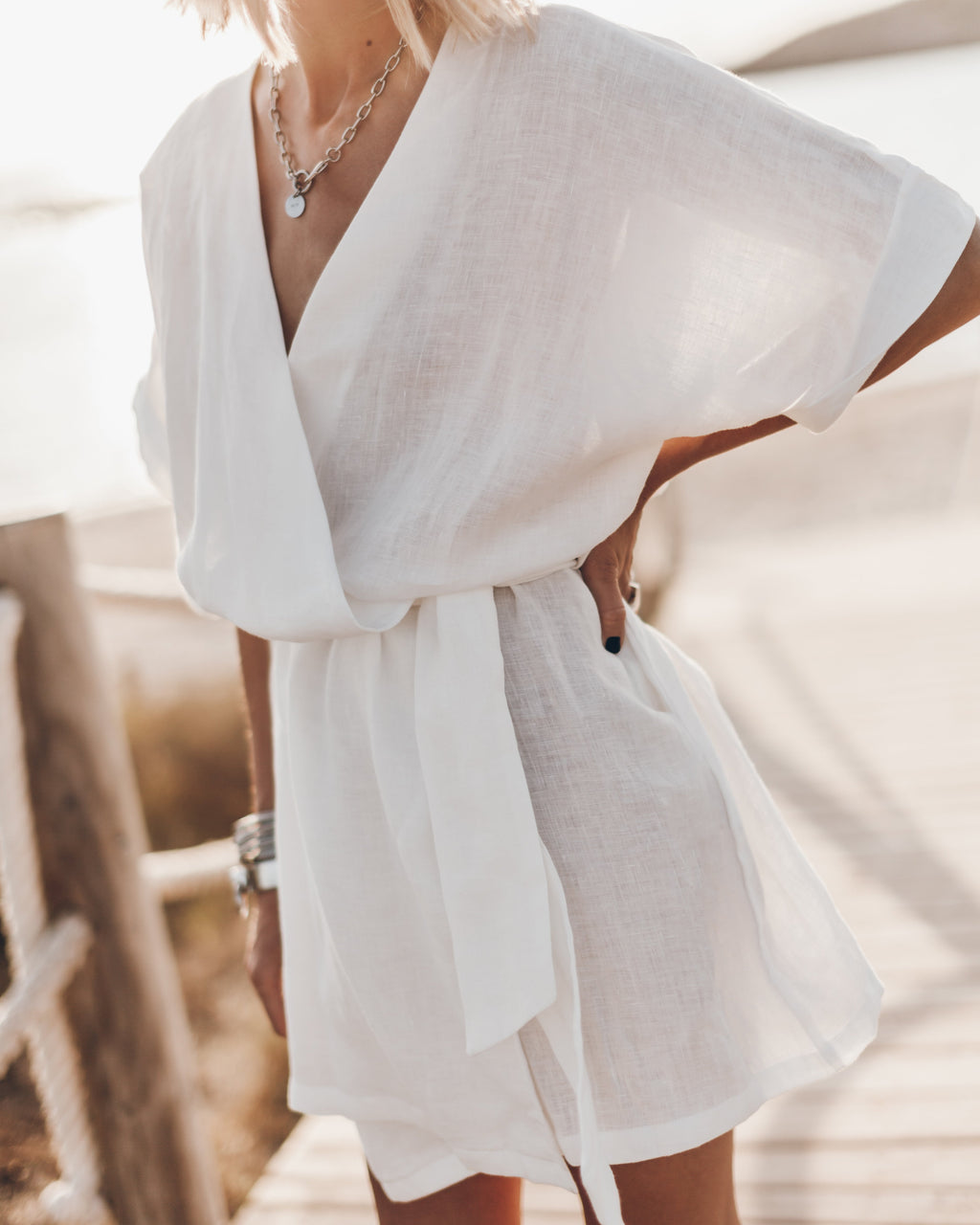 Light Linen Kimono Dress - Product photo