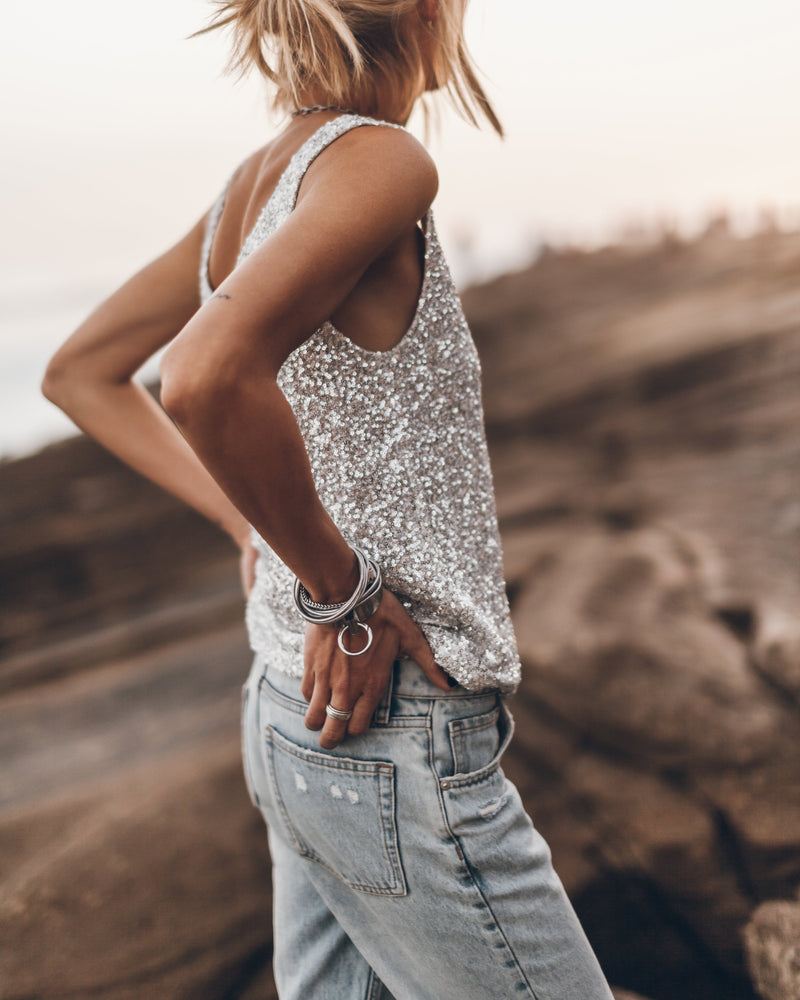 Top The Light Sequin Base Tank