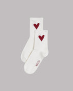 MIKUTA off white heart socks product shot - Valentine's gift idea