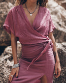 Top The Pink Faded Knotted Wrap