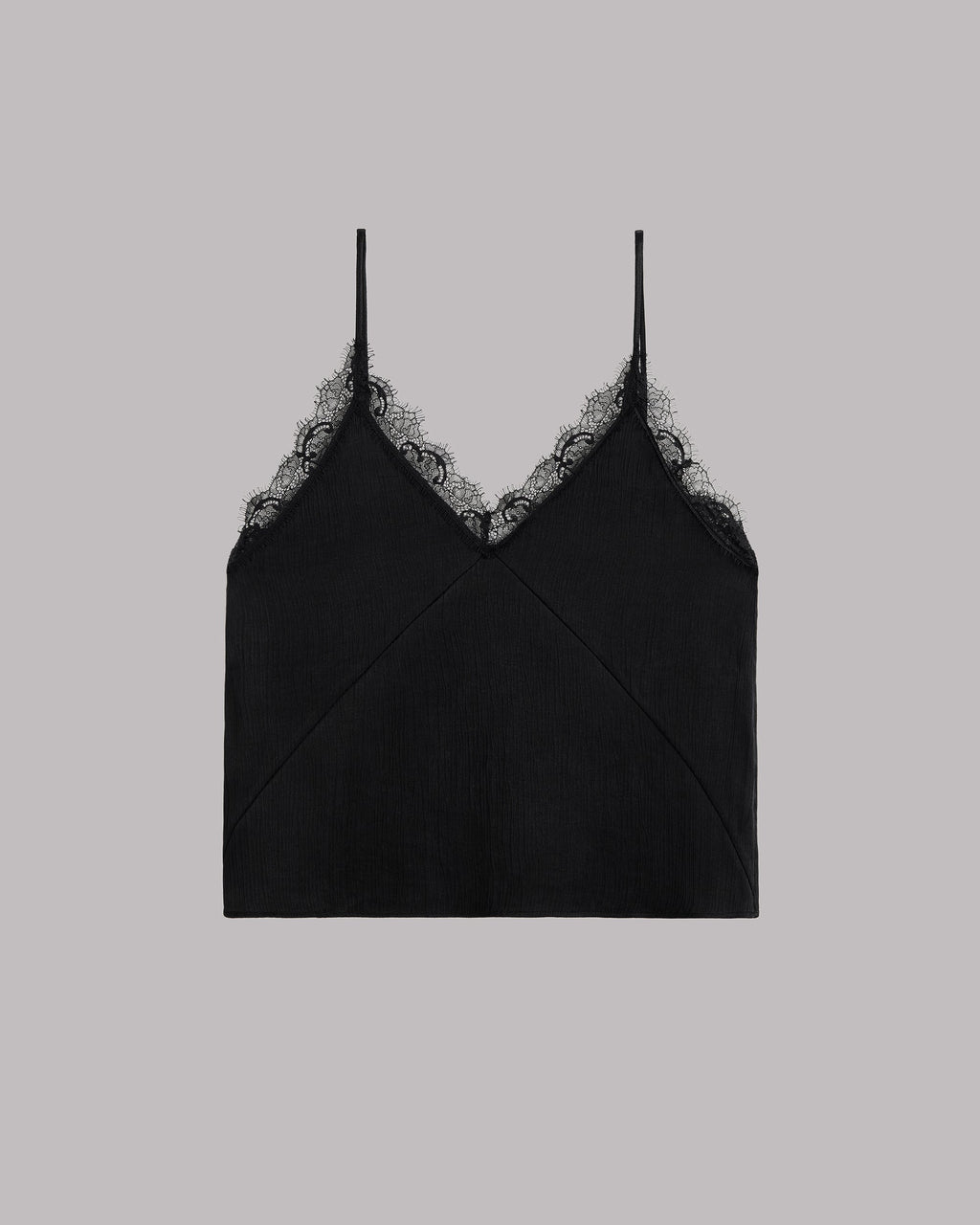 MIKUTA black crinkle top detail - Valentine's lace cami
