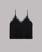 MIKUTA black crinkle top detail - Valentine's lace cami