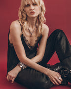 Black crinkle top styled - romantic Valentine's loungewear