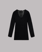 The Black Knitted Low Back Longsleeve Dress Product Shot - Product photo