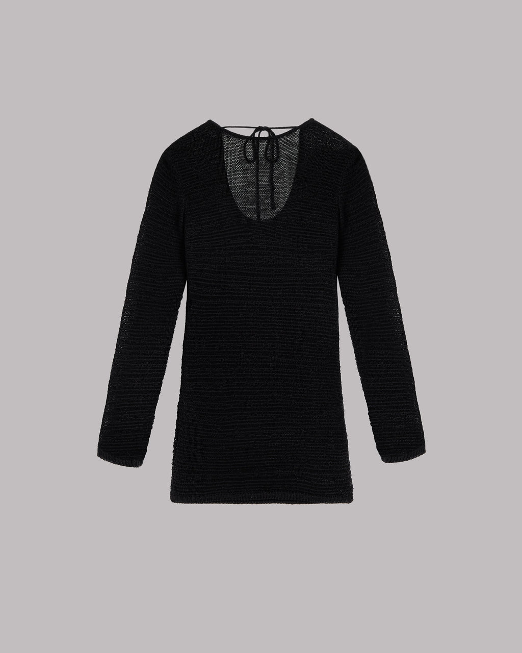 The Black Knitted Low Back Longsleeve Dress Product Shot - Product photo