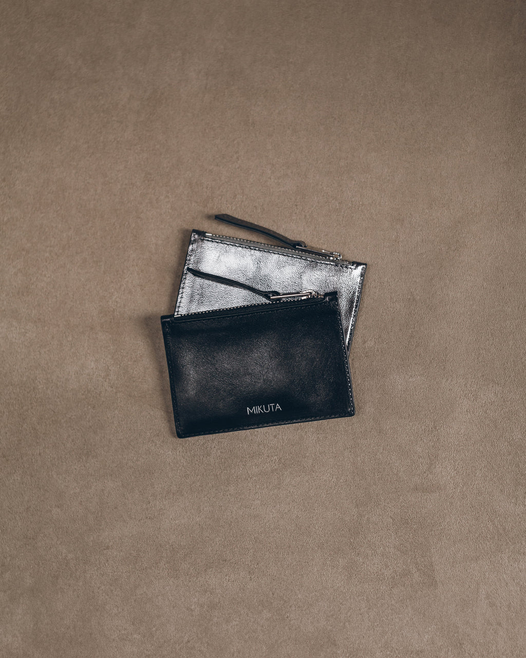 The Black Leather Wallet The Silver Leather Wallet Product Shot - Product photo