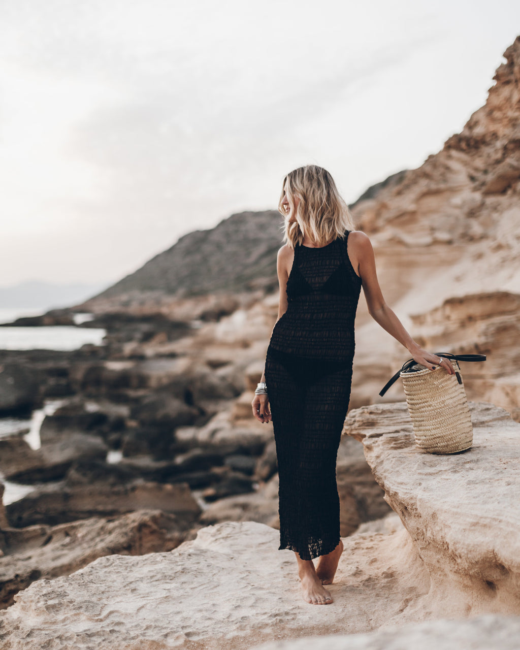 The Black Long Sheer Dress The Large Cesta Bag - Product photo