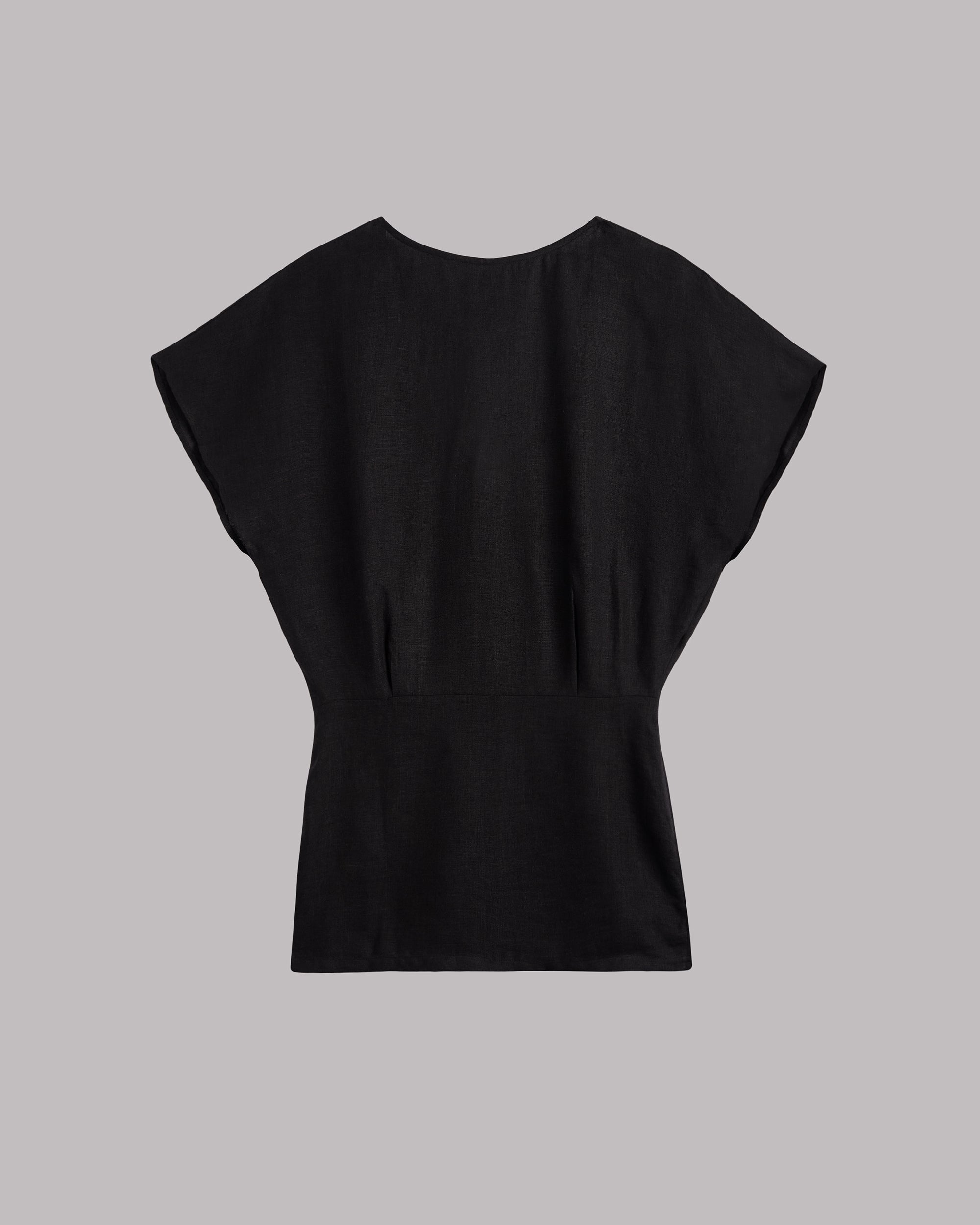 The Black Short Linen Bat Dress - Product photo