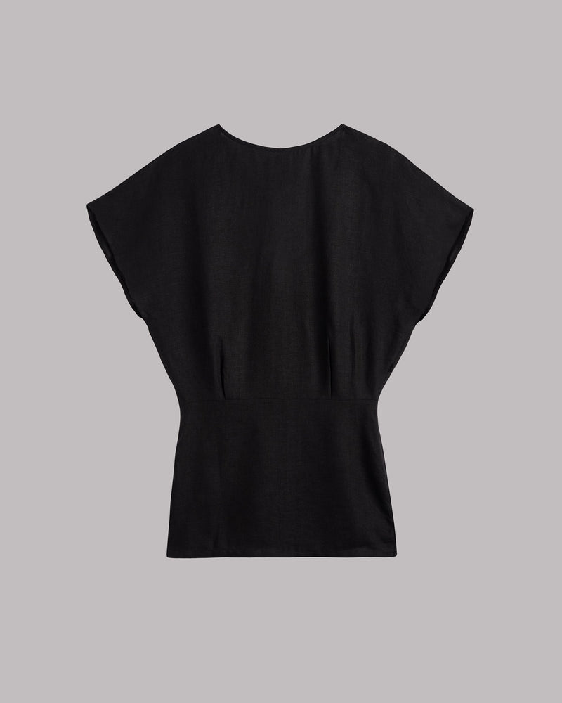 The Black Short Linen Bat Dress - Product photo