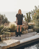 The Black Short Linen Bat Dress - Product photo
