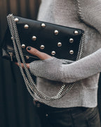 The Black Studded Zowie Bag The Silver Metallic Knitted Sweater Jacqueline - Product photo