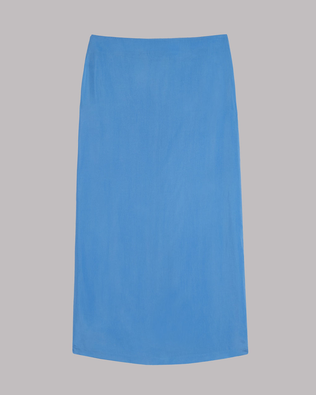 The Blue Long Cupro Slip Skirt Product Shot - Product photo