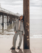 The Blue Loose Denim Jacket The Blue Loose Jeans The Light Loose Tank Top The Black Leather Buckl...