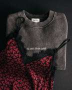 MIKUTA blame it on love sweater with red top - layered Valentine's look