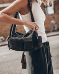 The Dark Suede Minou Bag The White Standard Tank Top The Black Breezy Pants Los Angeles Californi...