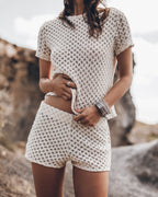 The Ecru Crochet Shirt The Ecru Crochet Shorts Desert California - Product photo