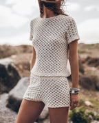 The Ecru Crochet Shirt The Ecru Crochet Shorts Desert California - Product photo