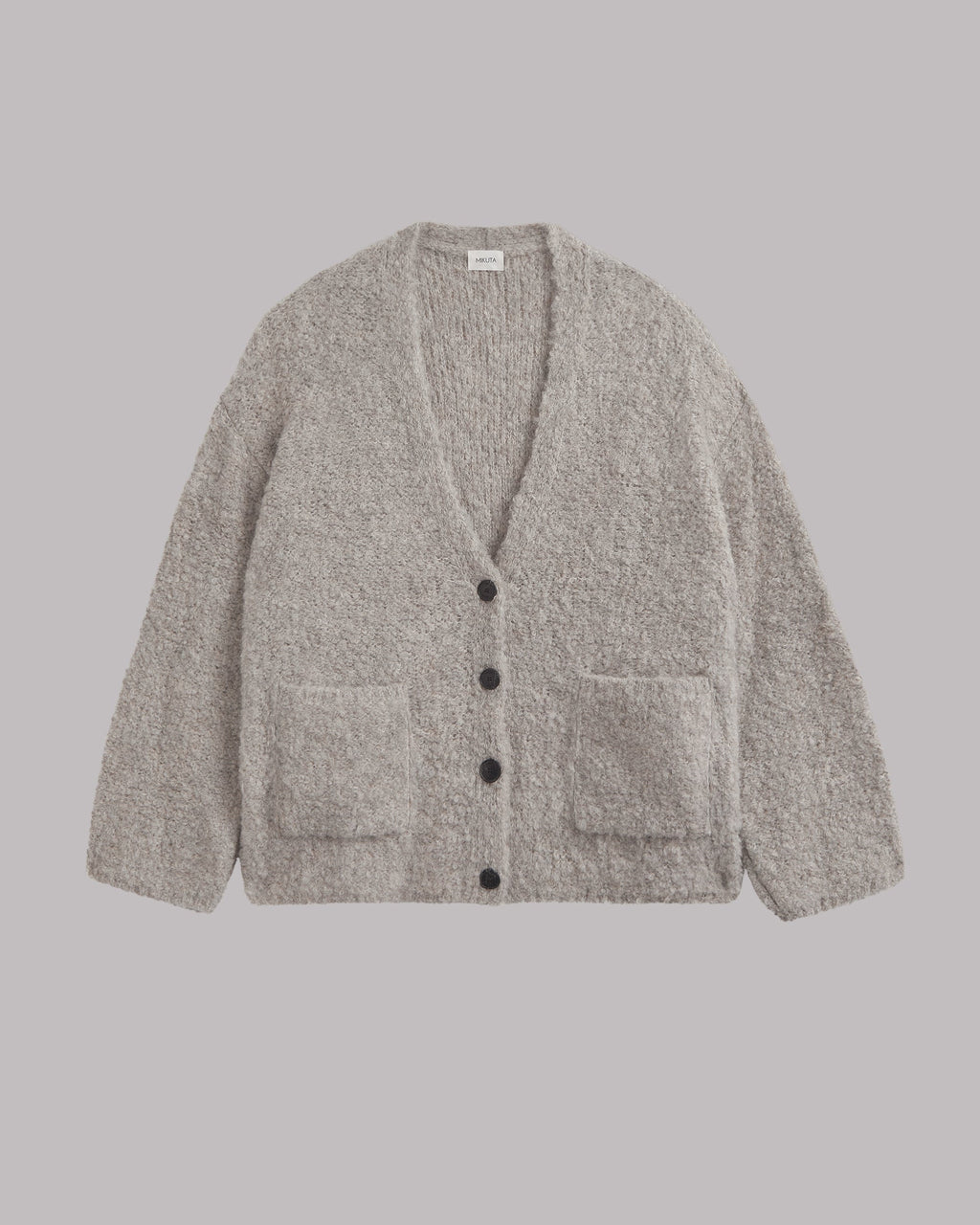 Grey alpaca cardigan product shot - cozy Valentine's sweater