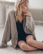 MIKUTA grey alpaca cardigan - luxe Valentine's Day knitwear