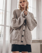 MIKUTA grey alpaca cardigan detail - soft Valentine's knitwear