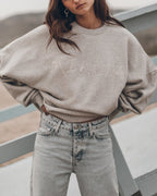 The Grey Embroidered Standard Sweater West Coast California Lexi - Product photo