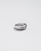 MIKUTA love me ring close-up - romantic silver ring