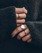 Love me ring stacked with multiple rings - Valentine's jewelry layering