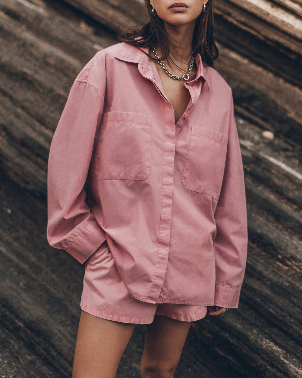 The Pink Cotton Oversized Shirt The Pink Cotton Boxer Shorts Desert California - Product photo