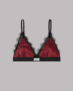 Red crinkle bralette product shot - Valentine's lace bralette