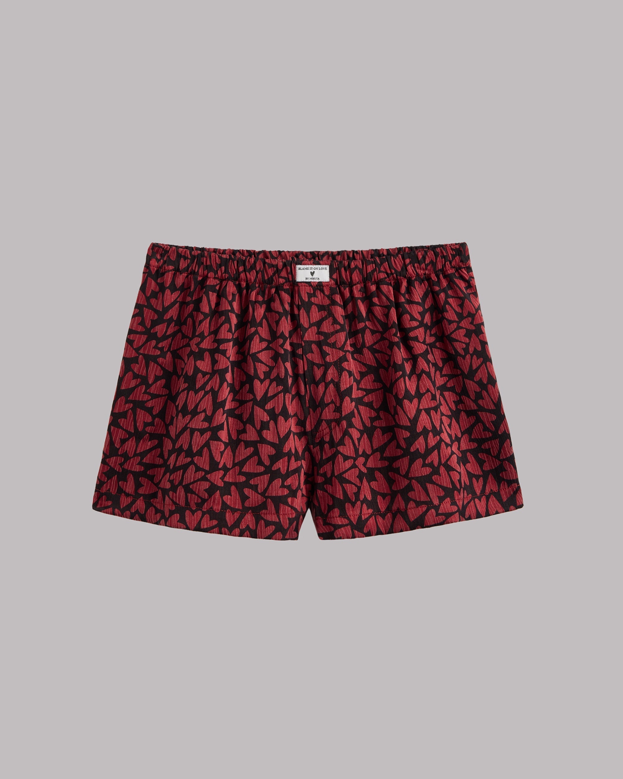 Red hearts boxer shorts product shot - Valentine's Day sleepwear