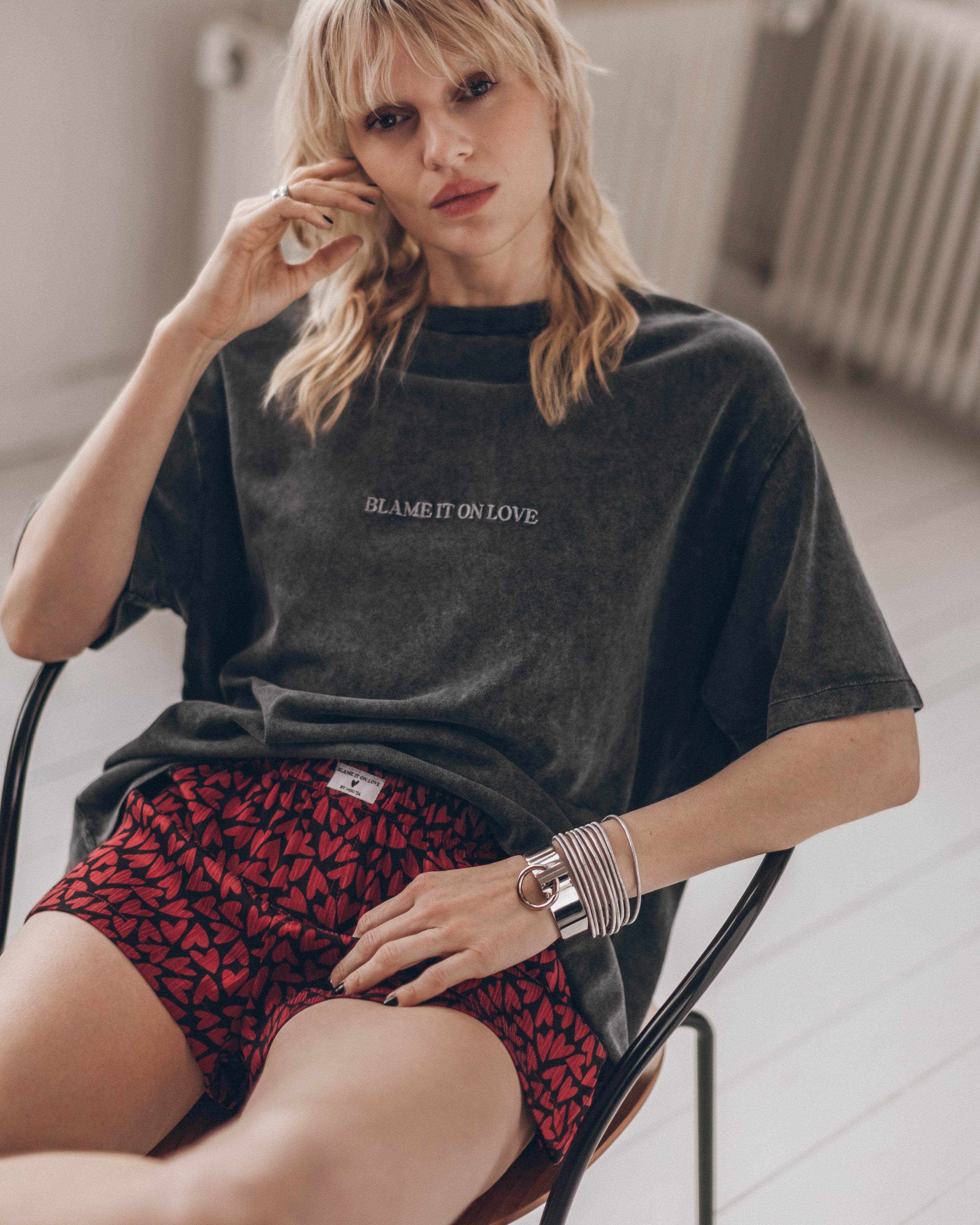 Dark faded love shirt worn - casual Valentine's Day top
