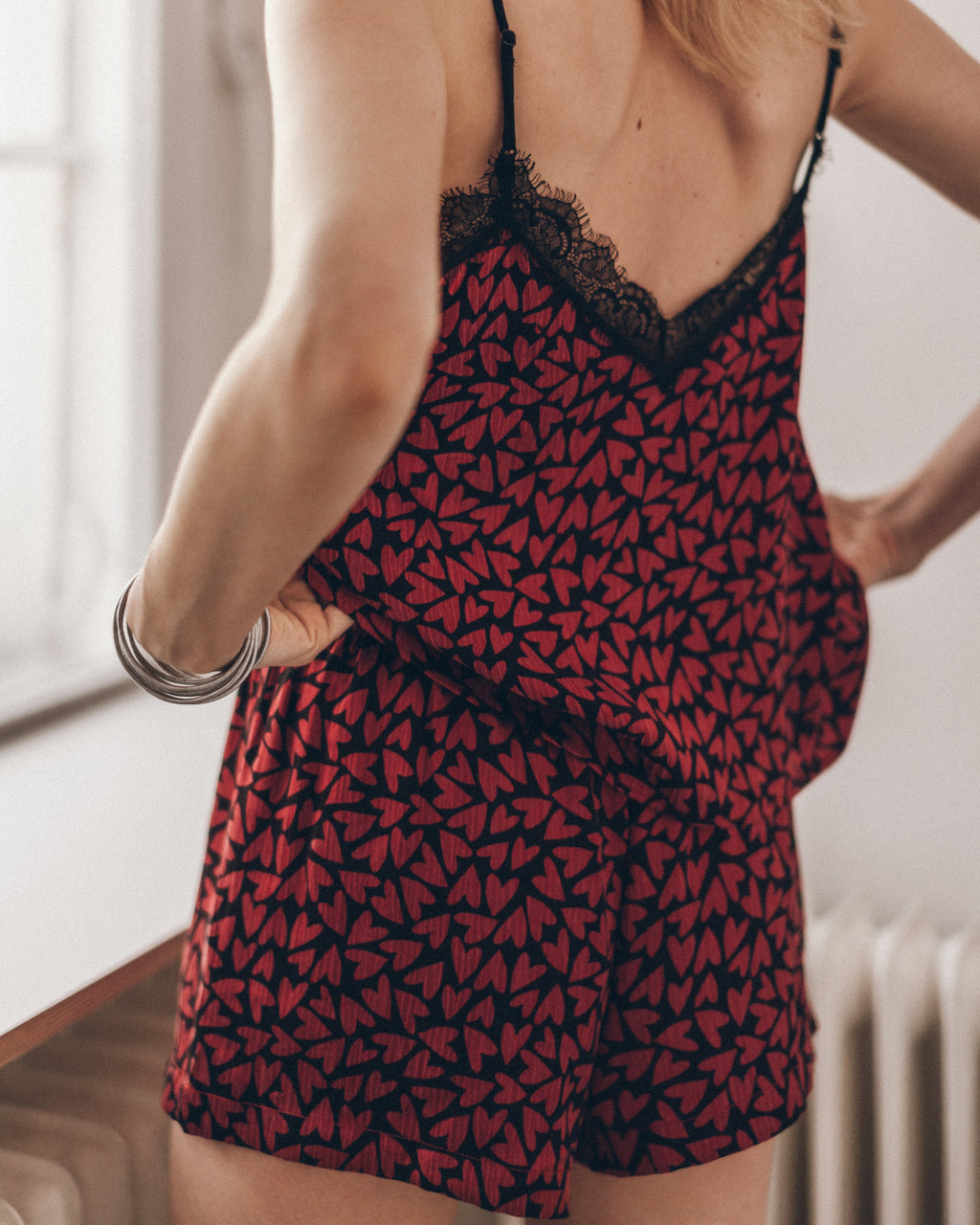 MIKUTA red hearts top with boxer shorts - Valentine's loungewear set